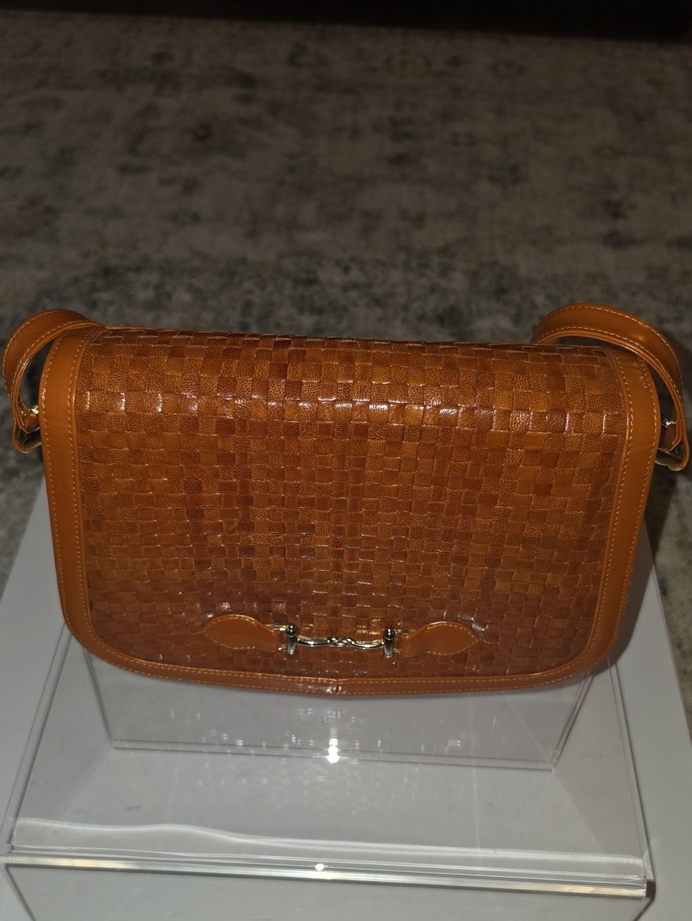 Vintage Woven Leather Shoulder Bag.